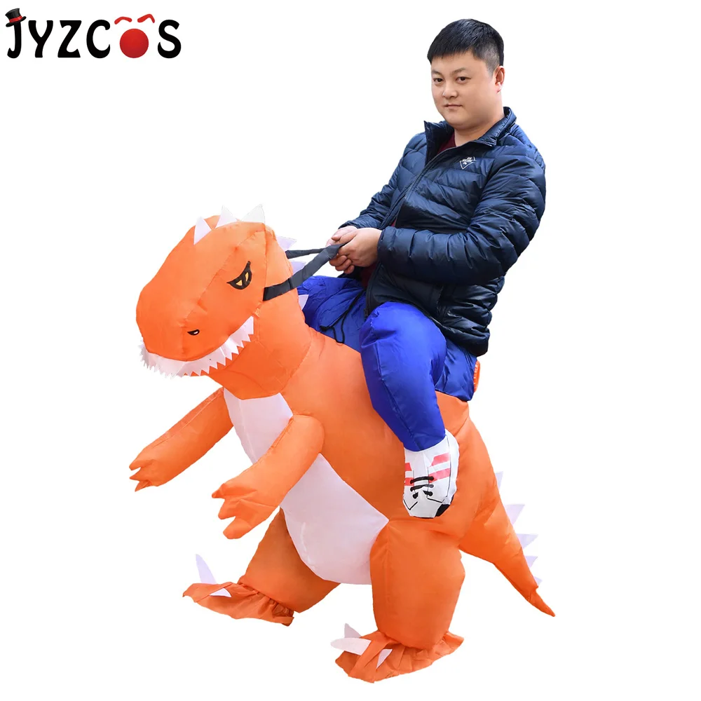 JYZCOS Inflatable Dinosaur Costume Riding Dinosaur Halloween Cosplay Costumes for Kids Adult Party Fancy Dress Men Women Clothes