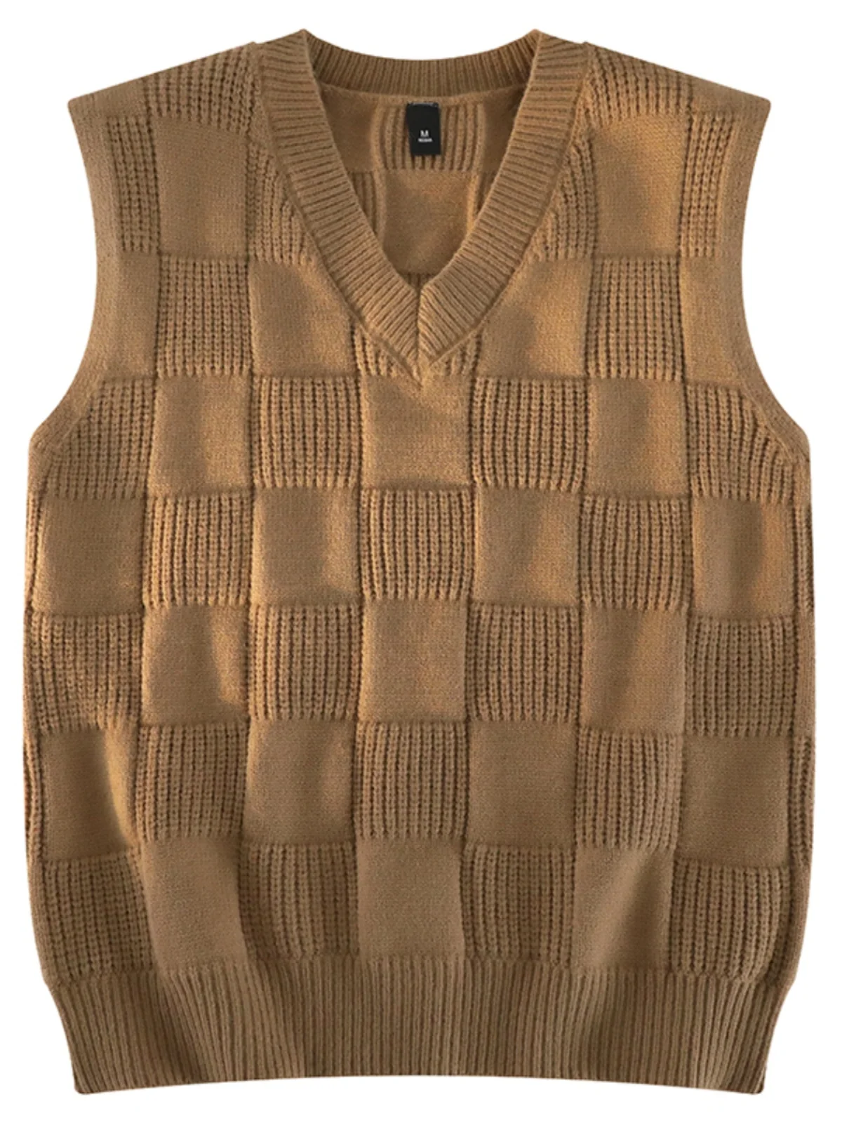 

Retro Men's Knitted Sweater Vest Loose Fit Svel V-Ne Spring Autumn Casual Straight Cut Thiened Polyester Blend