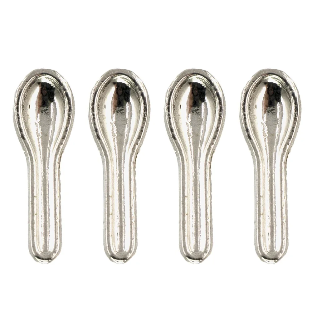 4Pcs 1/12 Dollhouse Miniature Accessories Mini Metal Soup Spoon Simulation Tableware Model Toy for Doll House Decoration