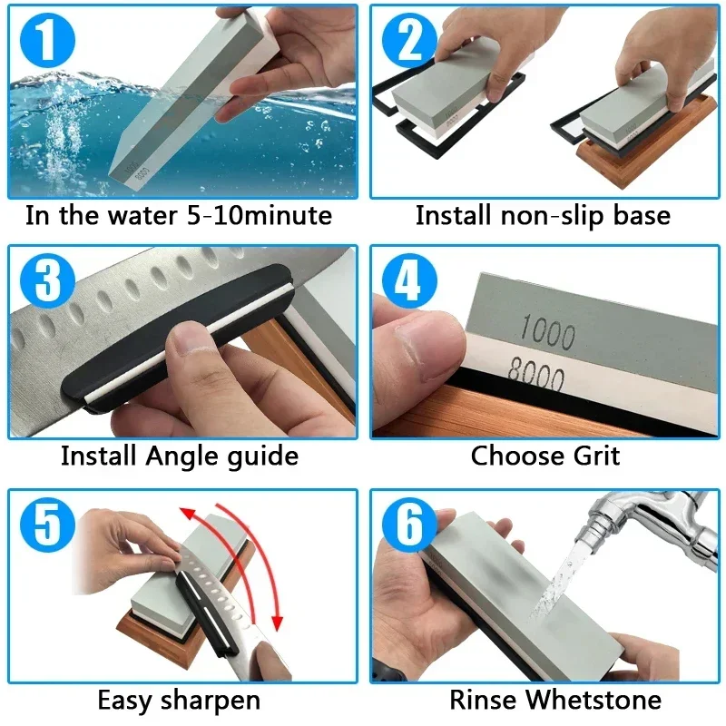 Sharpening Stone Knife Professional Sharpener Whetstone Dual Side Set Grinding Shapner Water Wetstone Kitchen Accessories Tool