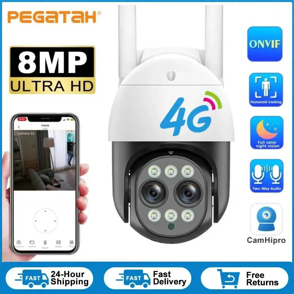 

8-мегапиксельная двойная линза 3,6–6 мм 8-кратный зум 4G 4K PTZ IP-камера Уличная камера с искусственным интеллектом для отслеживания людей CCTV Аудио камера видеонаблюдения для домашней безопасности