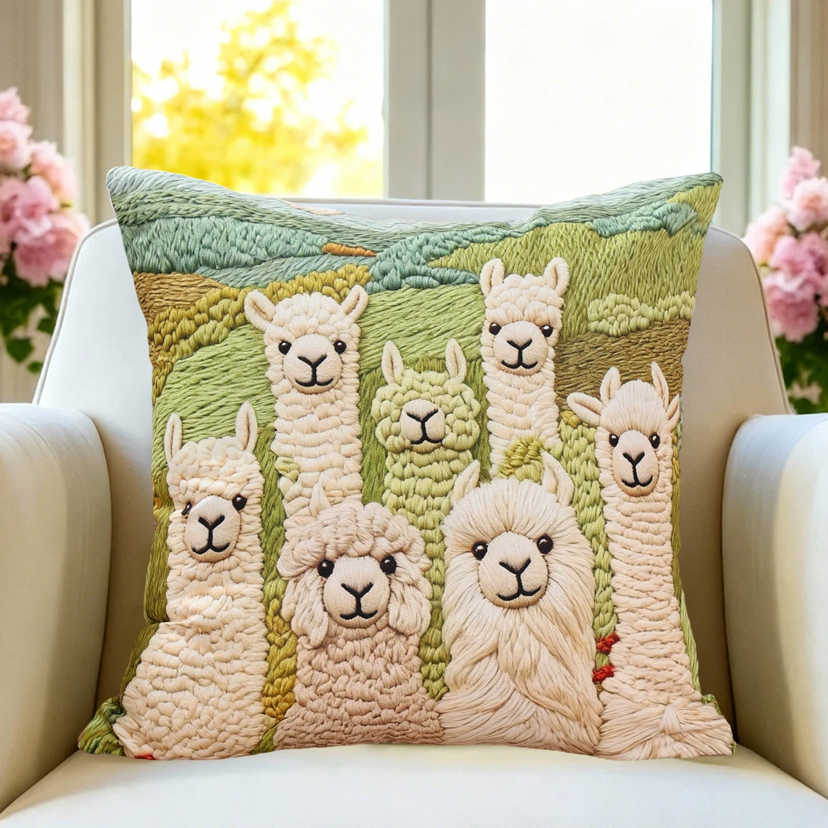 45x45cm Pillowcase Square Cushion Cover Cute Cat Print Birthday Party Decoration for Home Sofa Bed Bedroom Living Room Decor