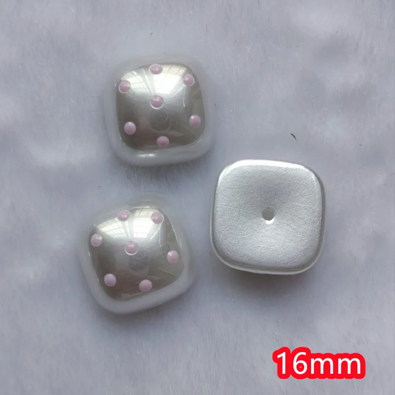 Wholesale 90pcs/lot 16mm color dots print geometry square shape acrylic cabochon beads diy jewelry garment hair accessory
