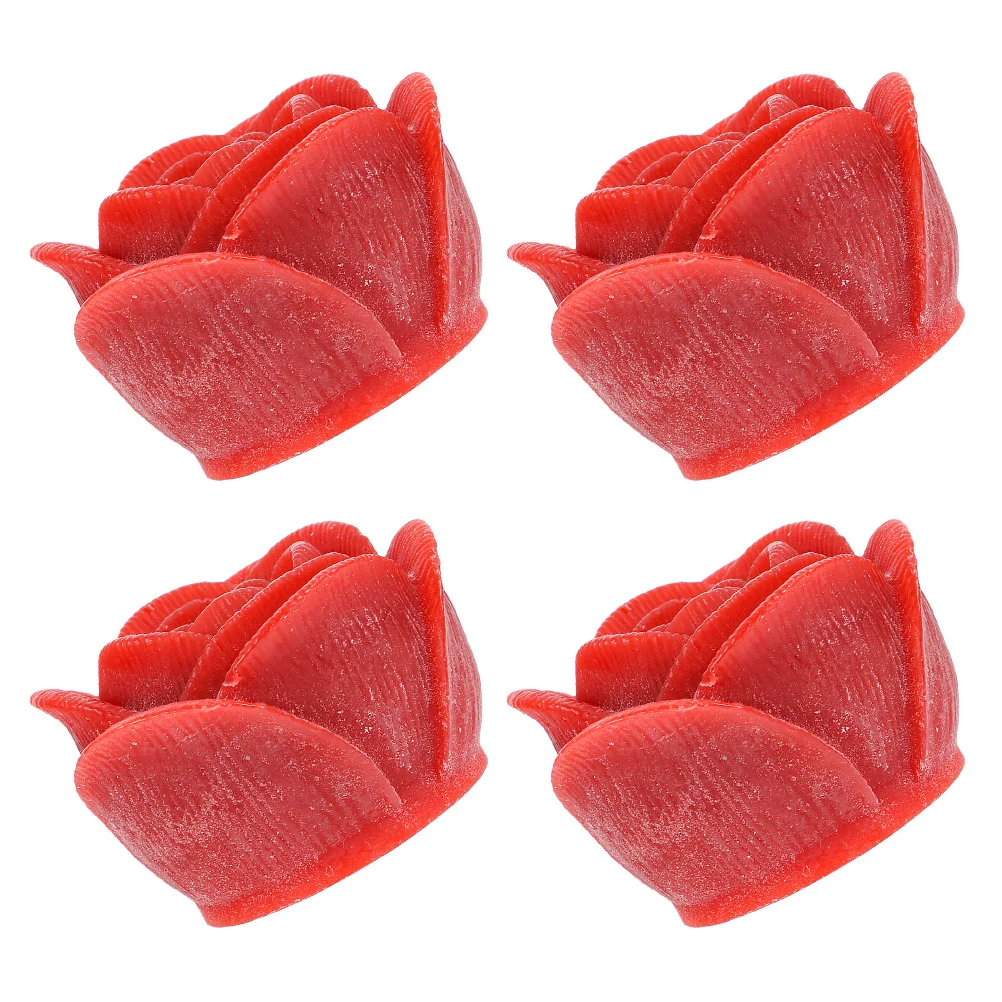 4Pcs LED Rose Lamp Flameless Decorative Lamp for Desktop Mantel Window Decor Small Light Ornament