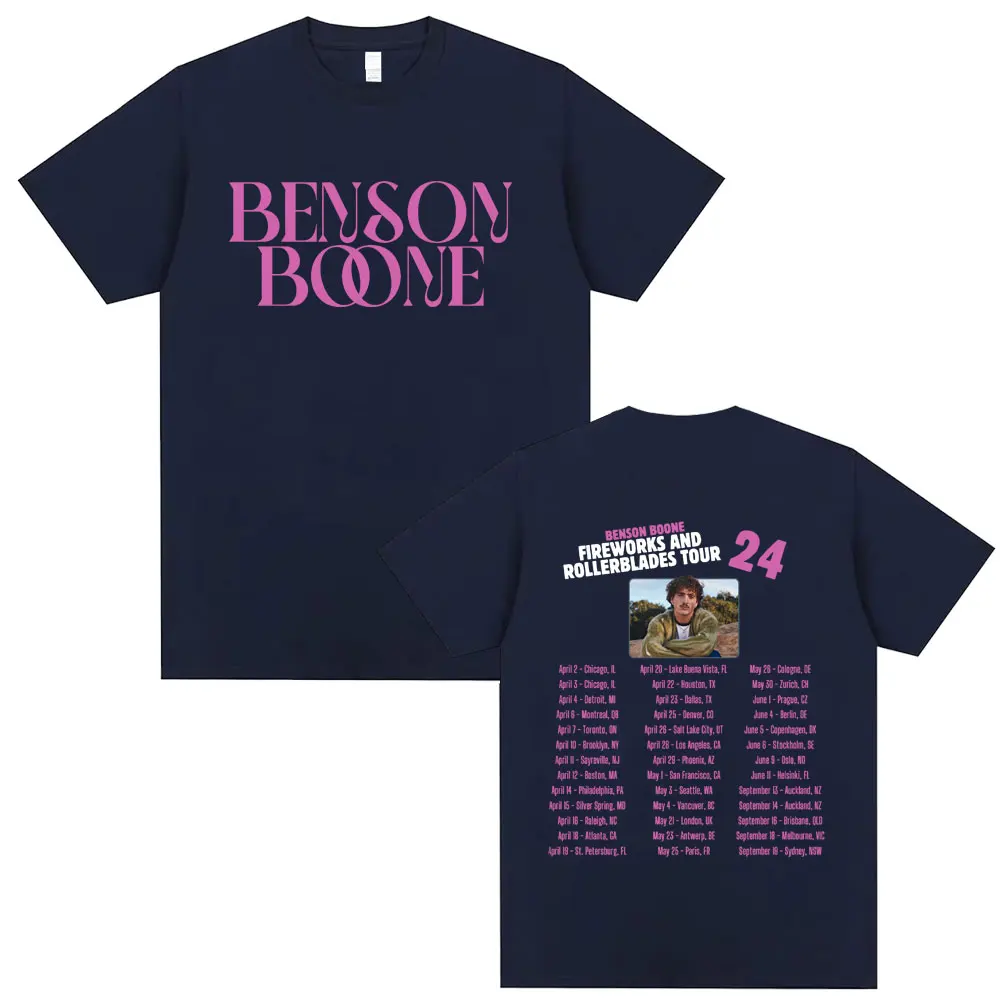 Benson Boone Fireworks & Rollerblades World Tour 2024 T Shirts Men Women Clothing Fashion Oversized T-shirts Men's Streetwear