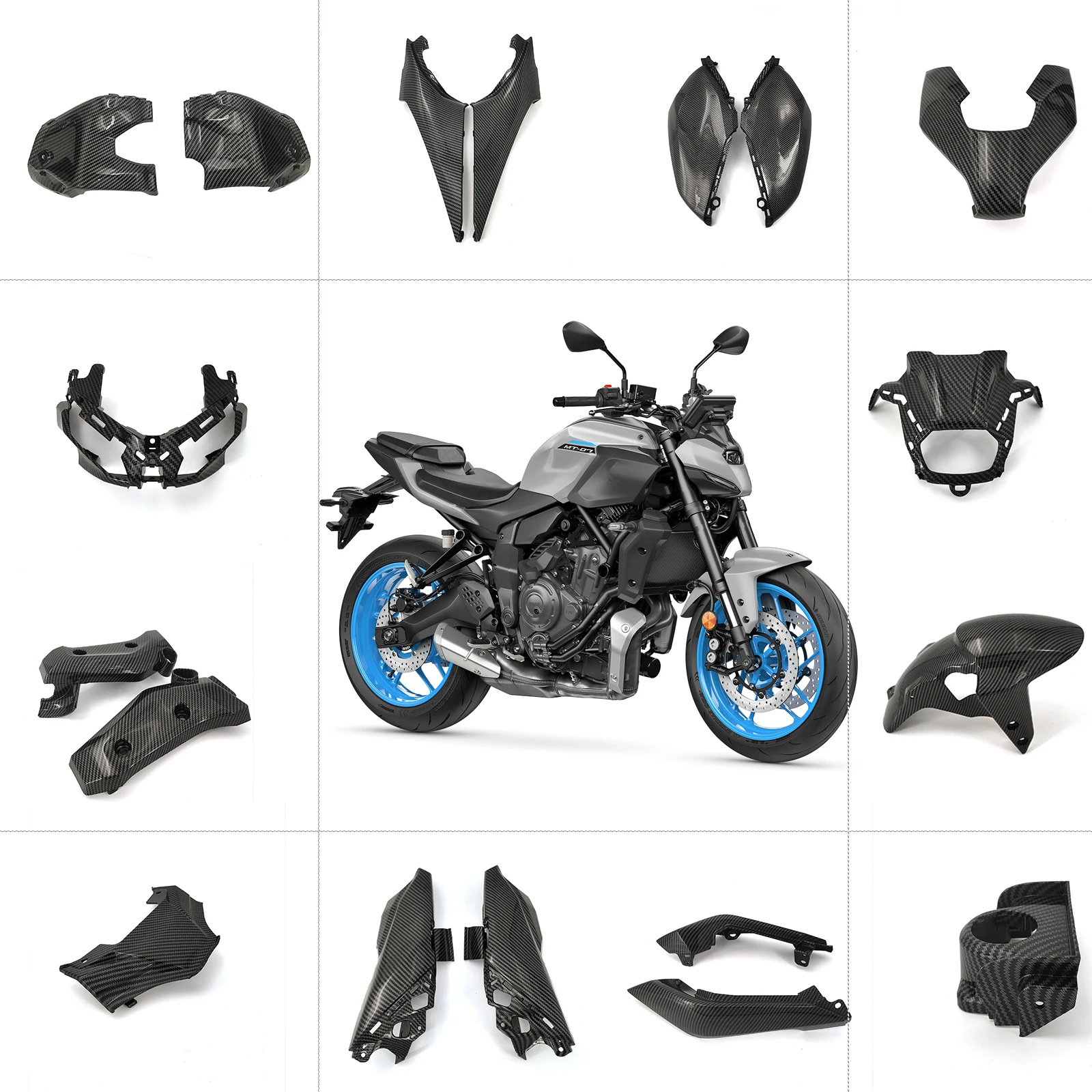 Nuovo kit carenatura in plastica per moto kit pannello carrozzeria stampo ad iniezione per YAMAHA MT07 MT 07 2025 ABS fibra di carbonio