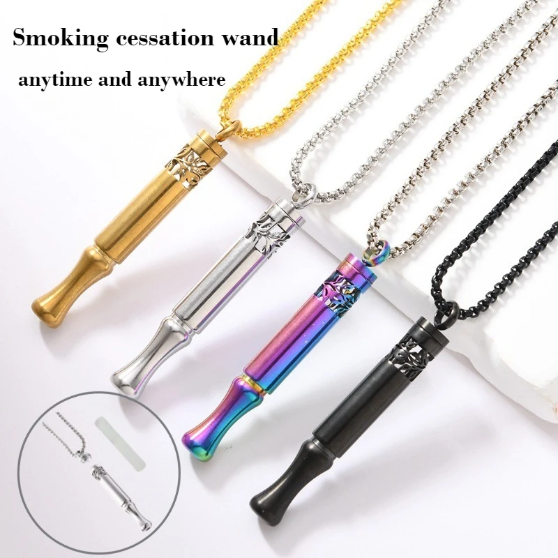 Meditation Breath Necklace mint watermelon strawberry Assisted smoking cessationTitanium Steel rotate Cigarette tools