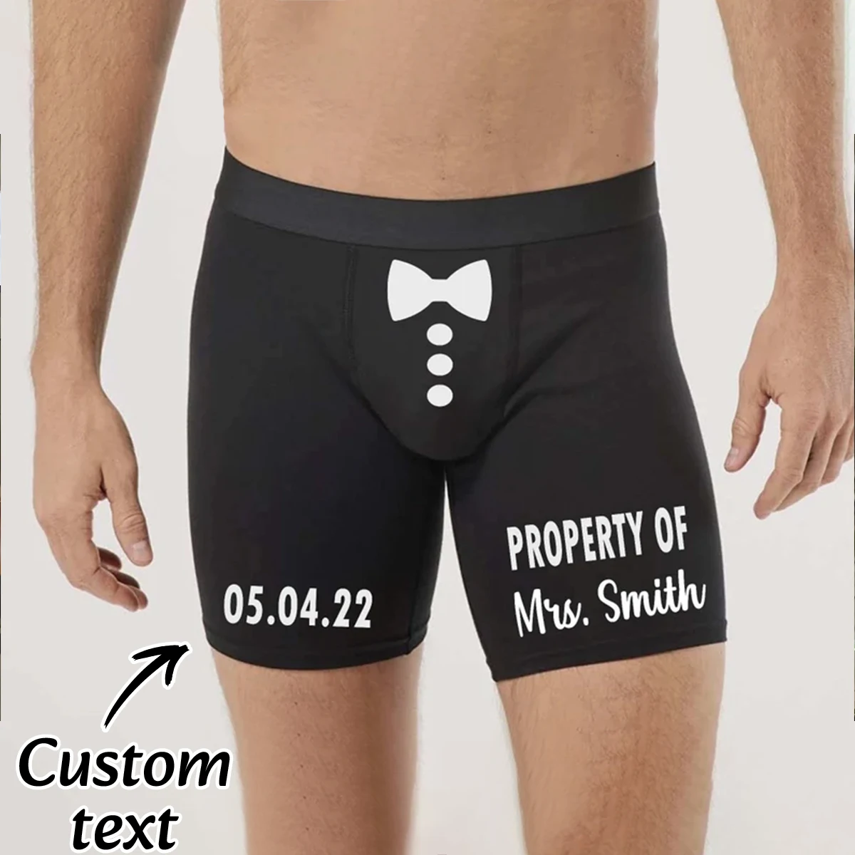 

Personalized men's cotton boxer briefs, large-sized briefs with customizable patterns and text, ideal for Christmas/Valentine's