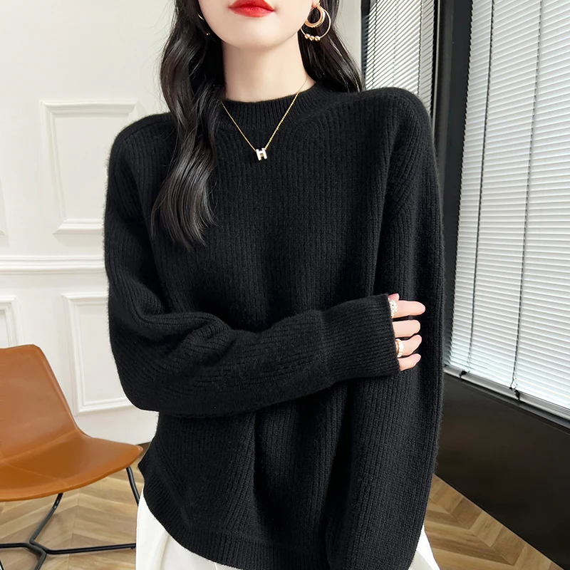 New Women Half High Collar Pullover Autumn Winter Cashmere Sweater 100% Merino Wool Knit Female Clothing Korean Fashion Soft Top