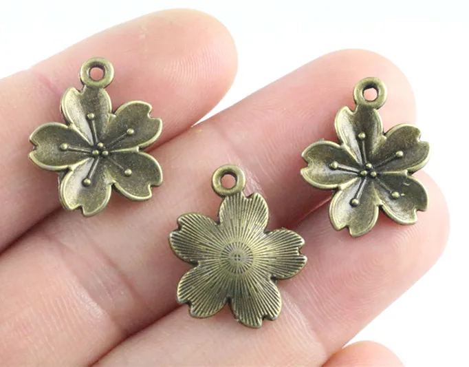 21x17mm 15pcs Antique Bronze Plated Flower Style Handmade Charms Pendant:DIY for bracelet necklace(P4-08)