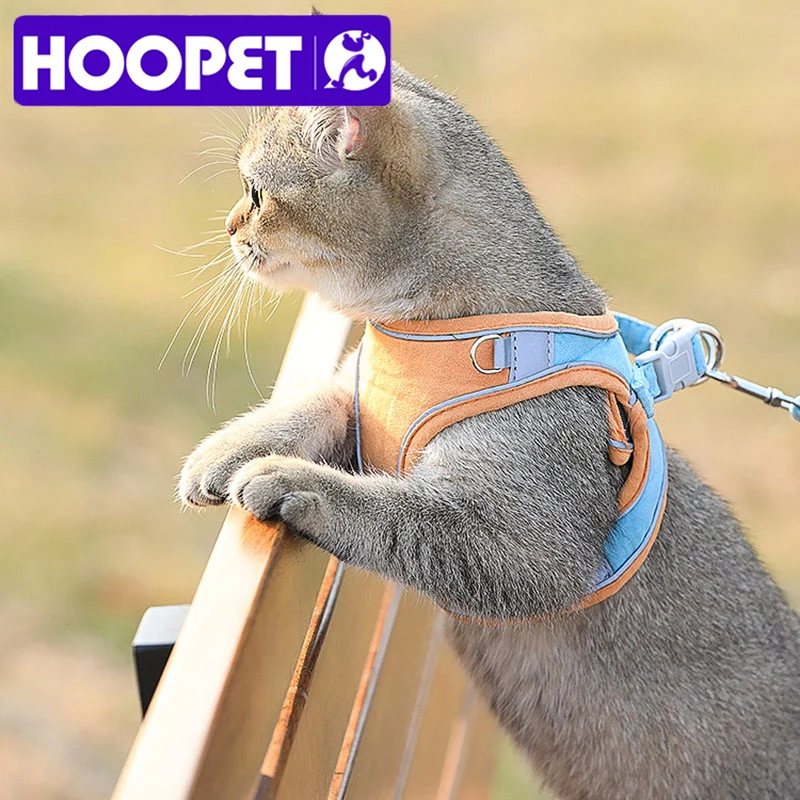 HOOPET Outdoor Cat Leash Vest Mesh Breathe Adjustable Harnesses For Dogs Harnes Chest Braces Leads Vest Cat Waterproof Collar