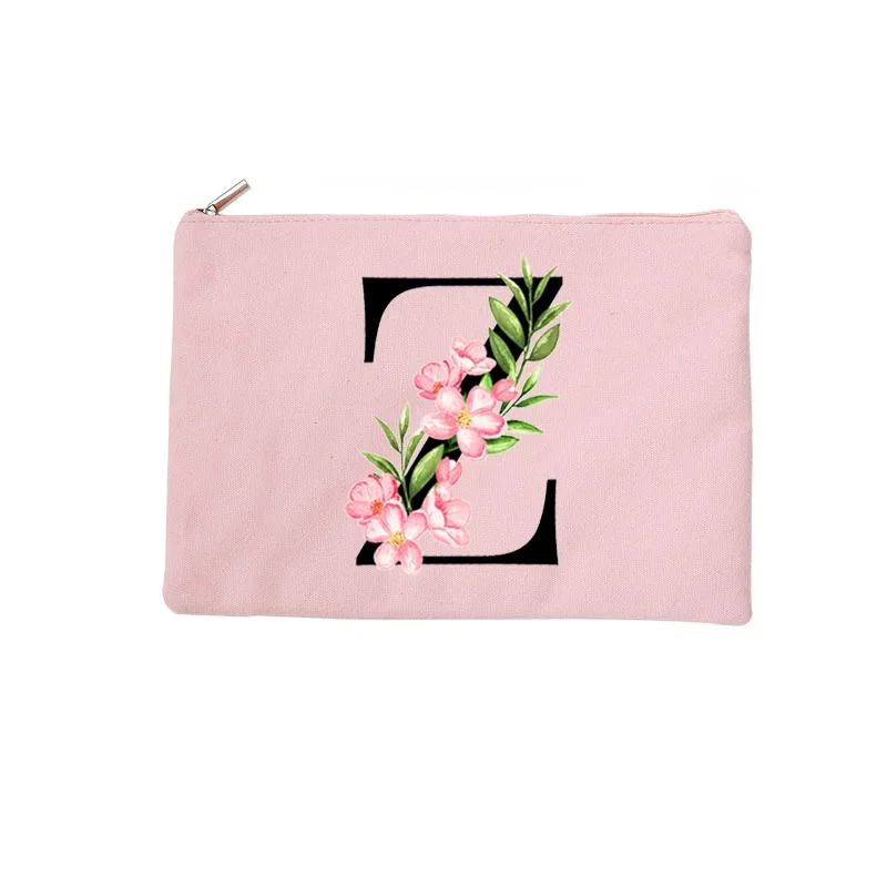 Bolsa de maquillaje de lona rosa para mujer, estuche de cosméticos para dama de honor, bolso de viaje para fiesta al aire libre, regalos de boda, caja de maquillaje, Bolsa femenina