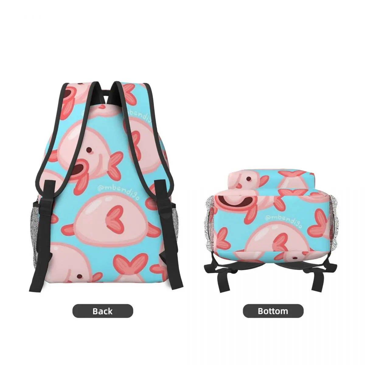 Blobfish 패턴 여성 배낭 소년 소녀 Bookbag 방수 학생 학교 가방 휴대 성 노트북 배낭 어깨 가방