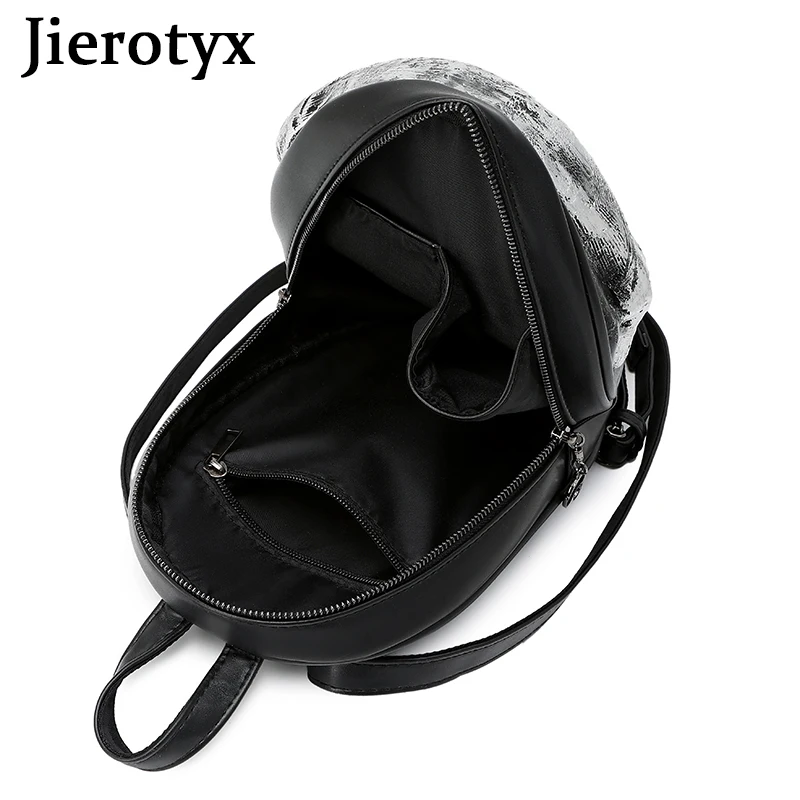 JIEROTYX Gothic Embossed Skull Travel Backpack Women Halloween Gift Shoulder Anti-theft Bag Ipad Pocket Pouch Mochila Girls