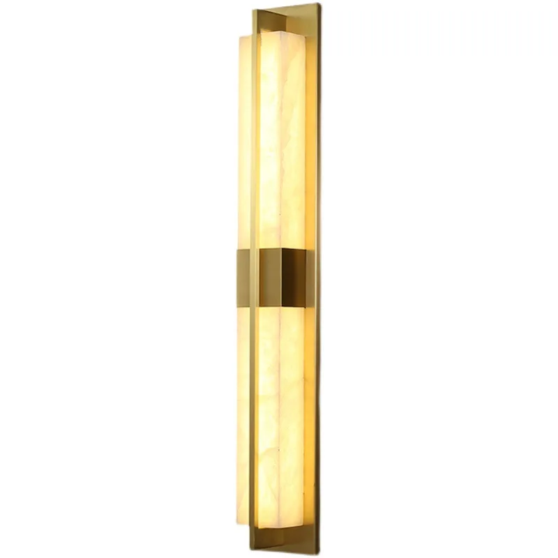 lamp rectangular natural marble wall light hotel corridor brass sconce