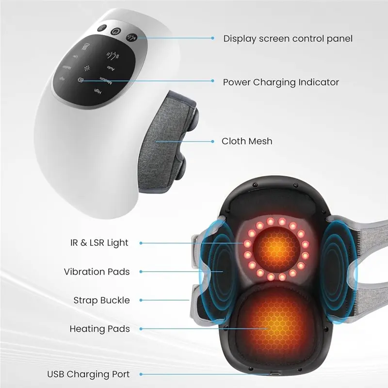 YANA35R Upgraded Heated Knee Brace With Cordless Massage Function, 18.9 Inch Straps-Perfect Gift For Dad, Mom, Men, Women