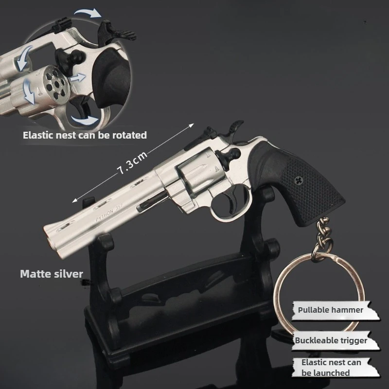 7cm/2.75in Mini metalowy rewolwer pistolet metalowy pistolet zabawkowy brelok wisiorki odłączana wersja gra pistolet Model mężczyźni ozdoba chłopiec prezent