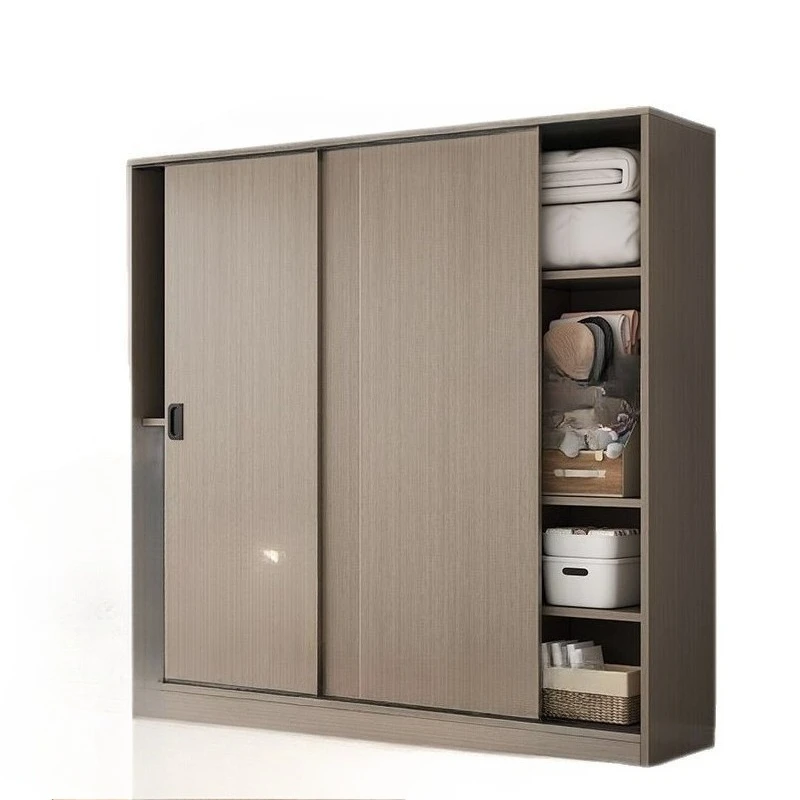 Armoire Simple à porte coulissante, chambre à coucher en bois, salle de location économique, petit appartement, rangement, garde-robe suspendue