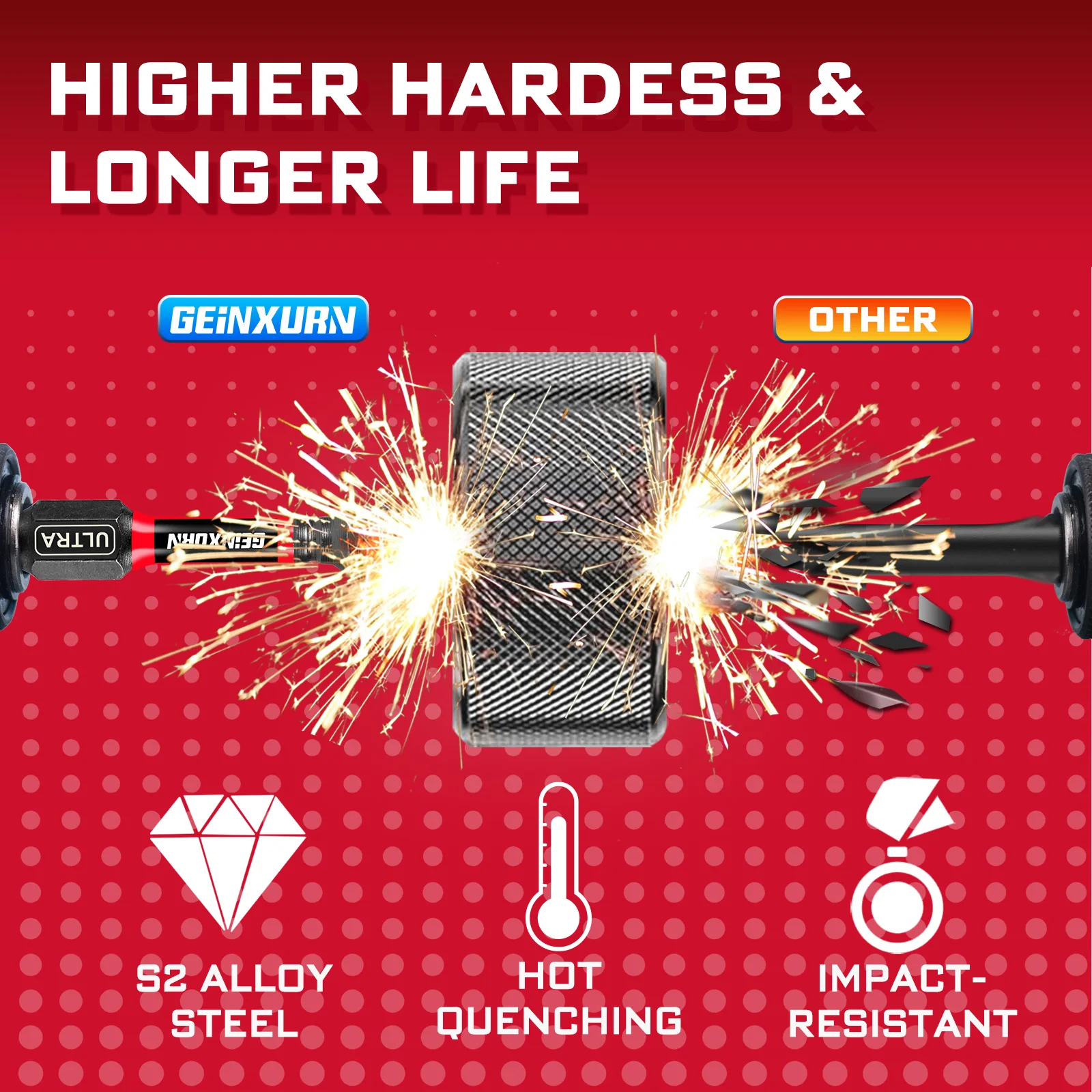 Geinxurn Set di 20 punte per cacciavite Phillips a impatto, punte magnetiche in acciaio S2 PH2 da 2 pollici con portapunte, strisce morbide per appendere