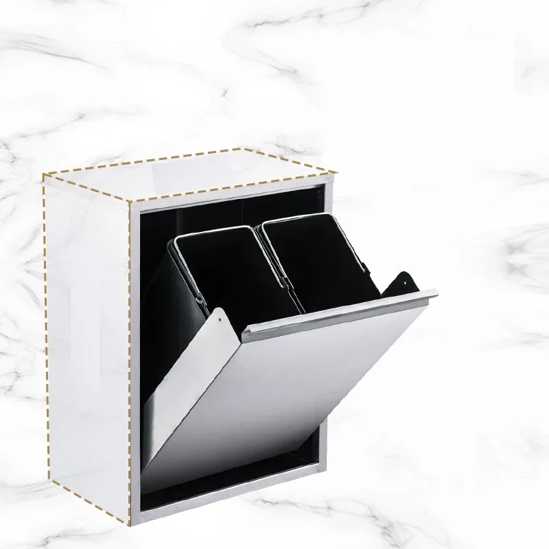 cross-borderHot salesHousehold Wall-mounted Multi-functional Stainless Steel Trash Can Kitchen Concealed Hanging Trash Can