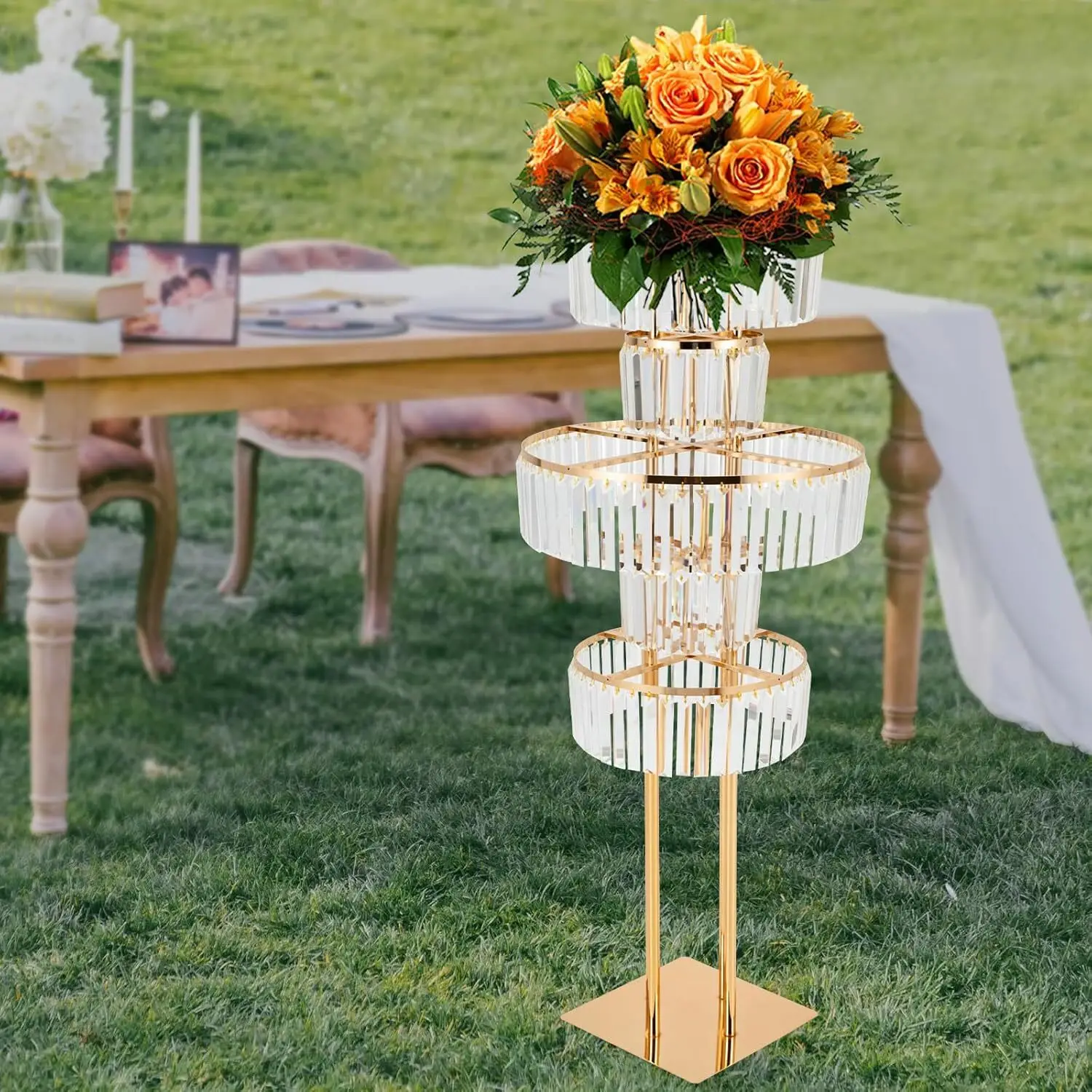 

Modern Flower Stand 43.3In Height, 5 Tiers With Varied Diameters & Pre-drilled Holes For Easy Assembly & Event Decor