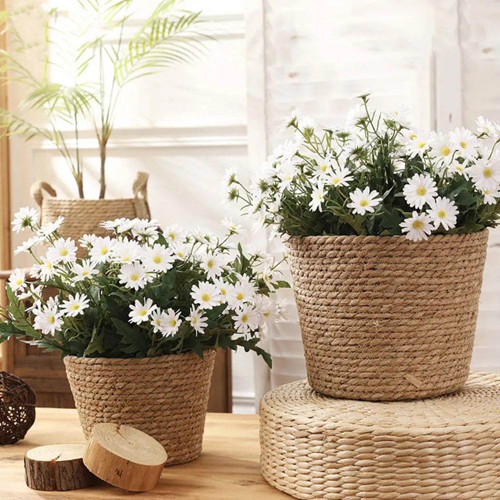 

Woven Flower Pot Plant Basket Baskets for Plants Wicker Planter Pots Indoor Rustic Hand Planters Medium Size Natural Color
