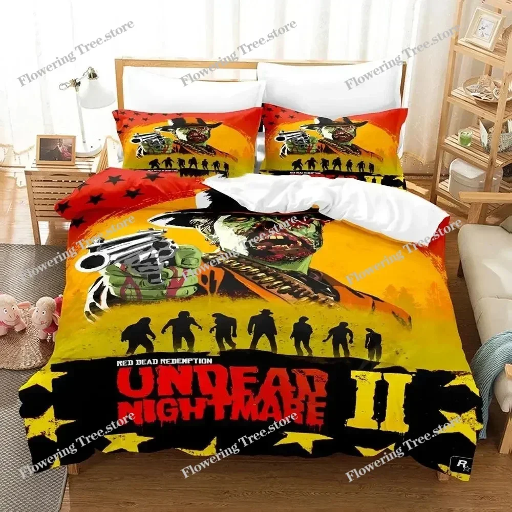 

Game Undead Nightmare Red Dead Redemption Bedding Set Boys Girls Twin Queen Size Duvet Cover Pillowcase Bed Kids Adult