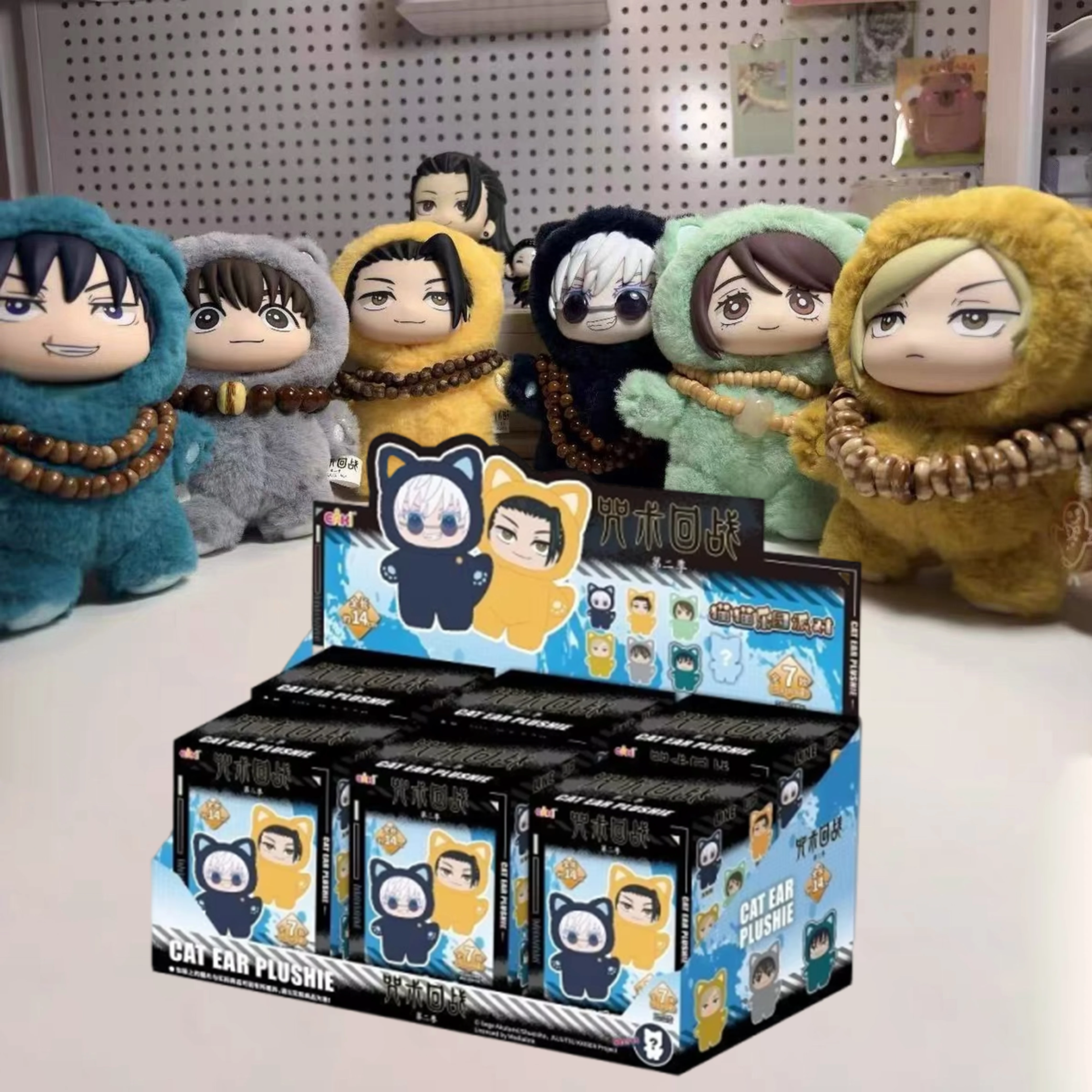 

В наличии оригинальная плюшевая серия Jujutsu Kaisen с кошачьими ушками, слепая коробка, загадочная коробка, аниме-фигурка, коллекция украшений для комнаты, подарок для ребенка