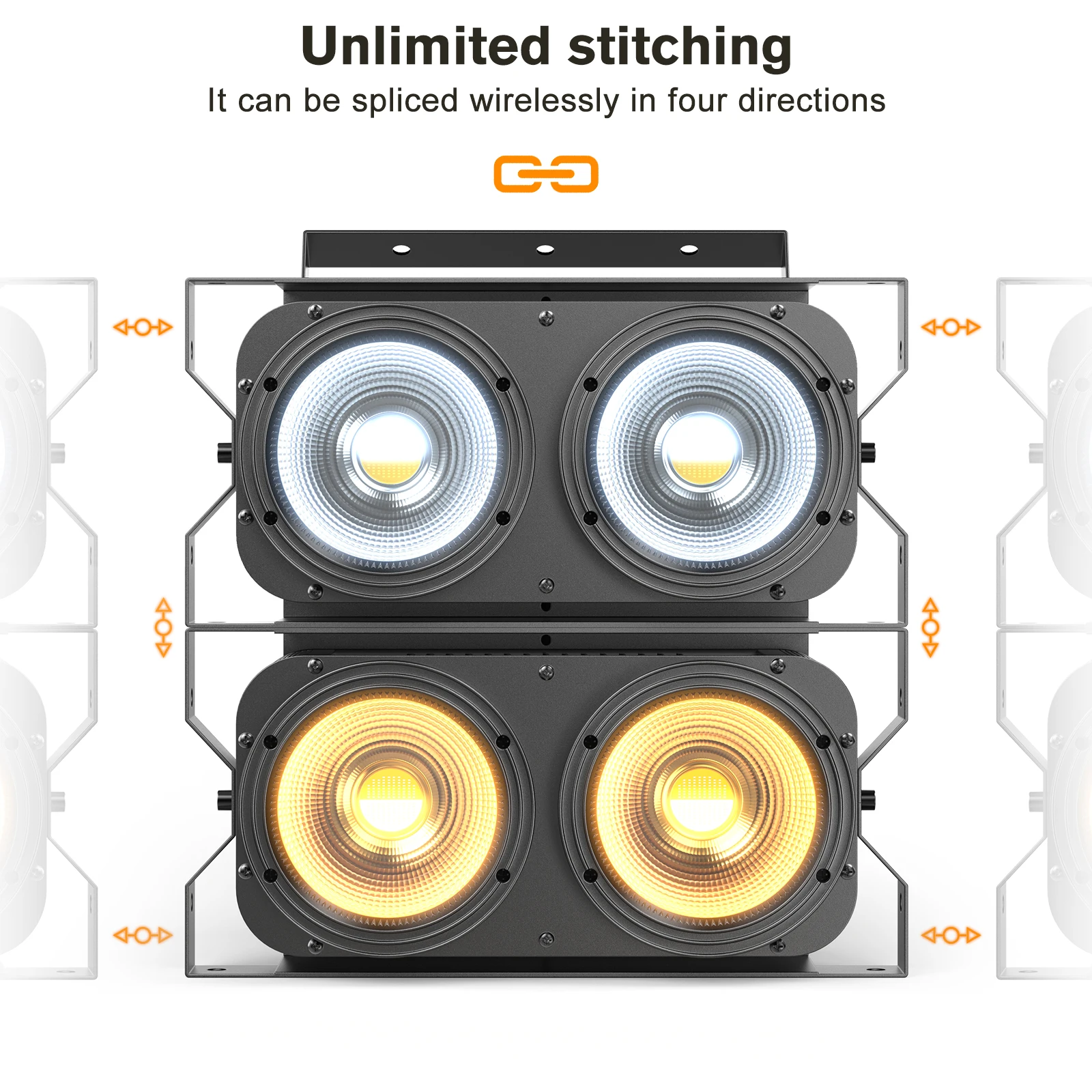 DayFlicker 4Pcs 200W 2 Head COB Audience Light (Splicing Models) COB Par Light DMX512 Sound Activated For Disco Party Wedding