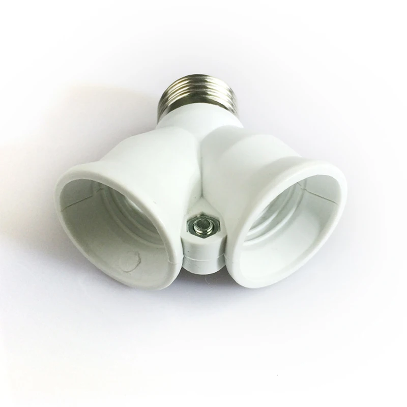 Base de luz LED con tornillo E27, enchufe de bombilla E27 a 2-E27, adaptador divisor, portalámparas E27
