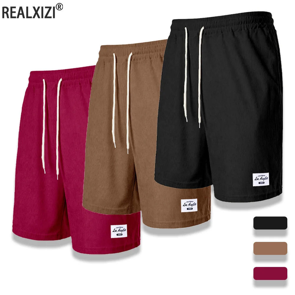 

Мужские вельветовые шорты, летние однотонные повседневные шорты, простые пляжные спортивные штаны, мужские спортивные шорты для фитнеса, баскетбола