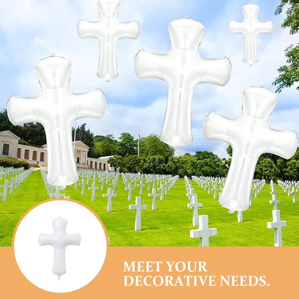 

8pcs Cross Shaped Aluminum Foil Balloon Baptism Shower Birthday Party Decor Christening Celebration Balloons Ornament