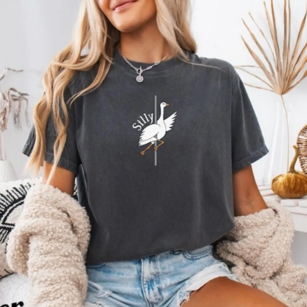 Silly Pole Dance Goose Shirt for Pole Dancer Funny Pole Dancing Goose Meme Tshirt Gift for Dancer T-shirt