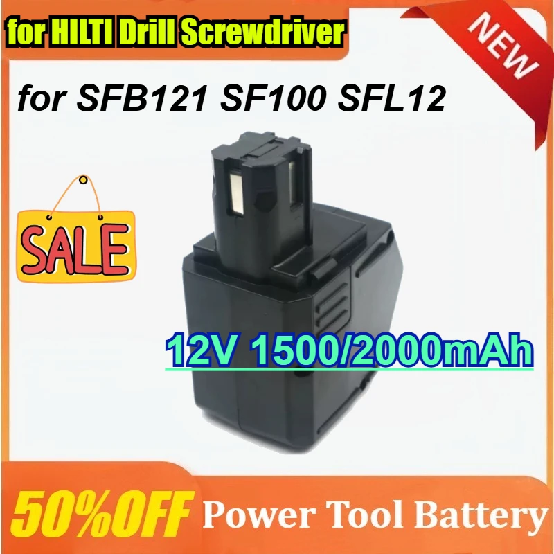 

12V 1500/2000mAh Ni-Cr Battery for HILTI Drill Screwdriver SFB121 SF100 SFL12 Power Tool Battery Pack