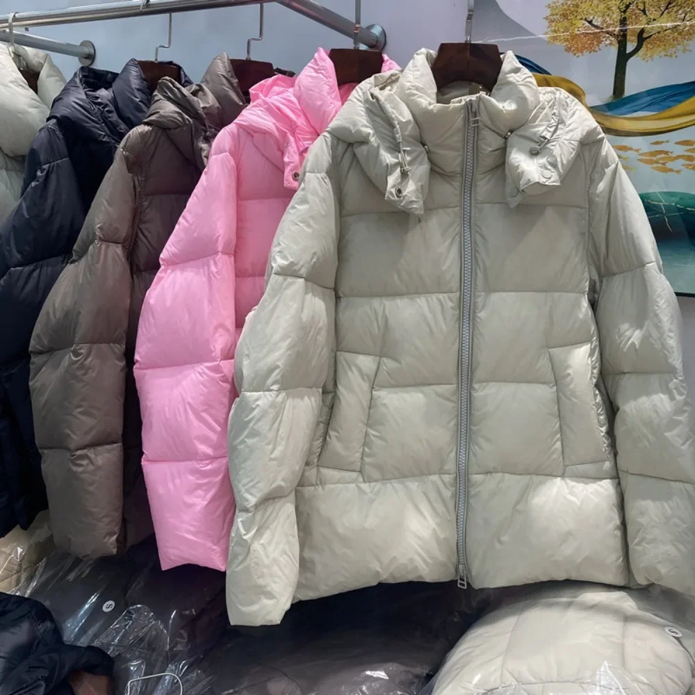 Padded Jacket Lightweight Thickened Female Elegant Fashion Fluffy Warm Hooded Winter Down Jacket Women Short Down Coats