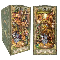 De madeira Magic House Book Nook, DIY Shelf Insert Kits, Miniatura Verde Mundo Bookends, Casas De Boneca, Artesanato Artesanal Presentes