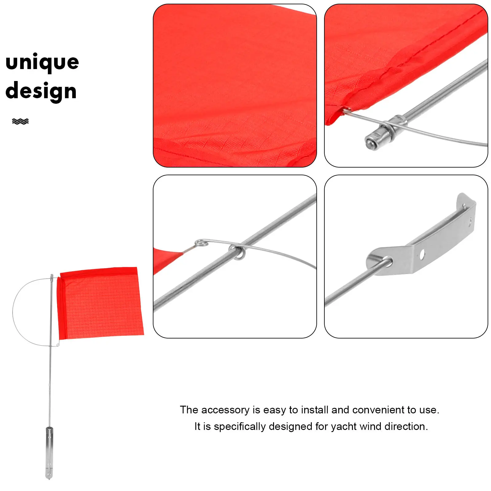 Yacht Wind Direction Flag Stainless Steel Easy Install Outdoor Boat Wind Indicator Decorative Marine Windsock Weather Vane Flag