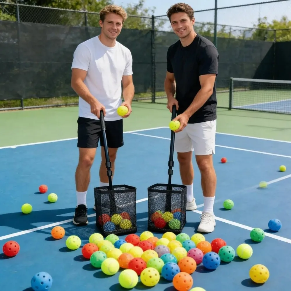 

Adjustable Height Pickleball Balls Picker Basket Fit 24 Balls Durable Pickleball Retriever Large Capacity