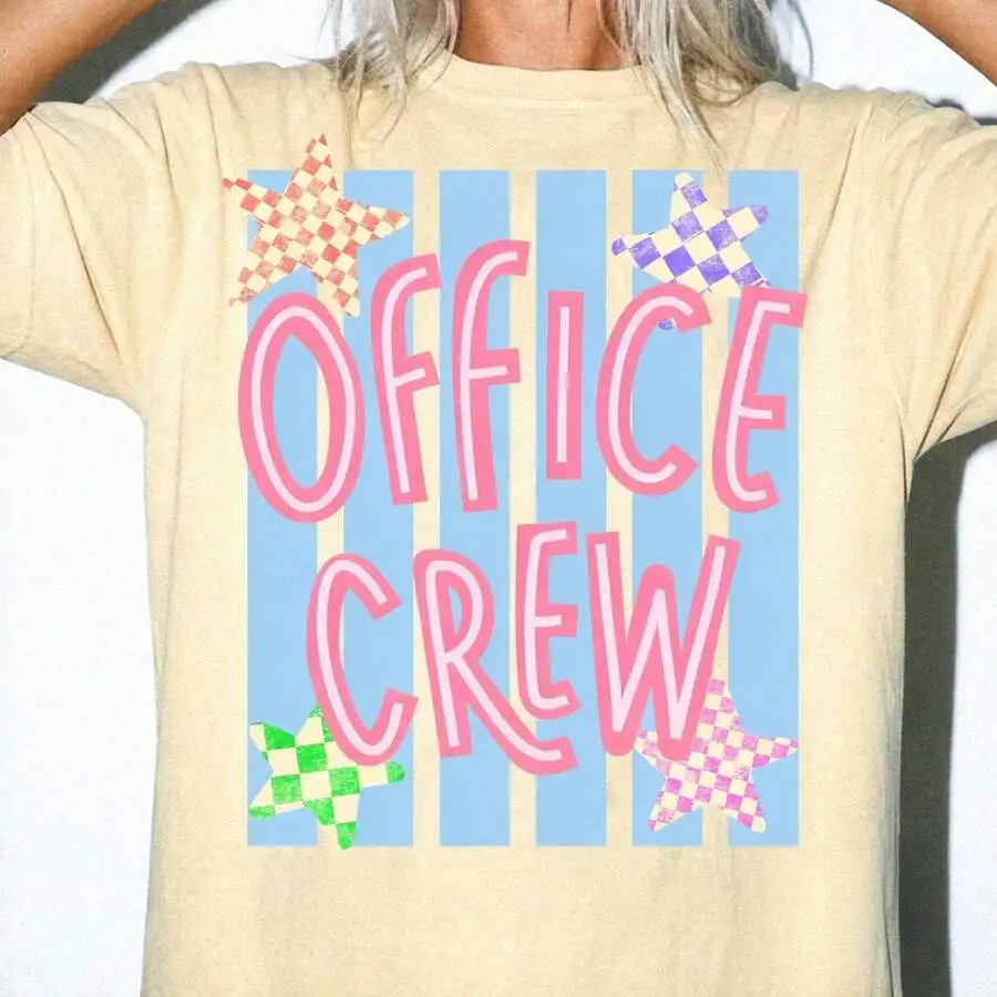Women Trendy Checkered Star Stripe Retro Graphic Crewneck Short Sleeve T Shirt Fall Office Beach Vacation Casual 1 Piece Everyday Wear Top