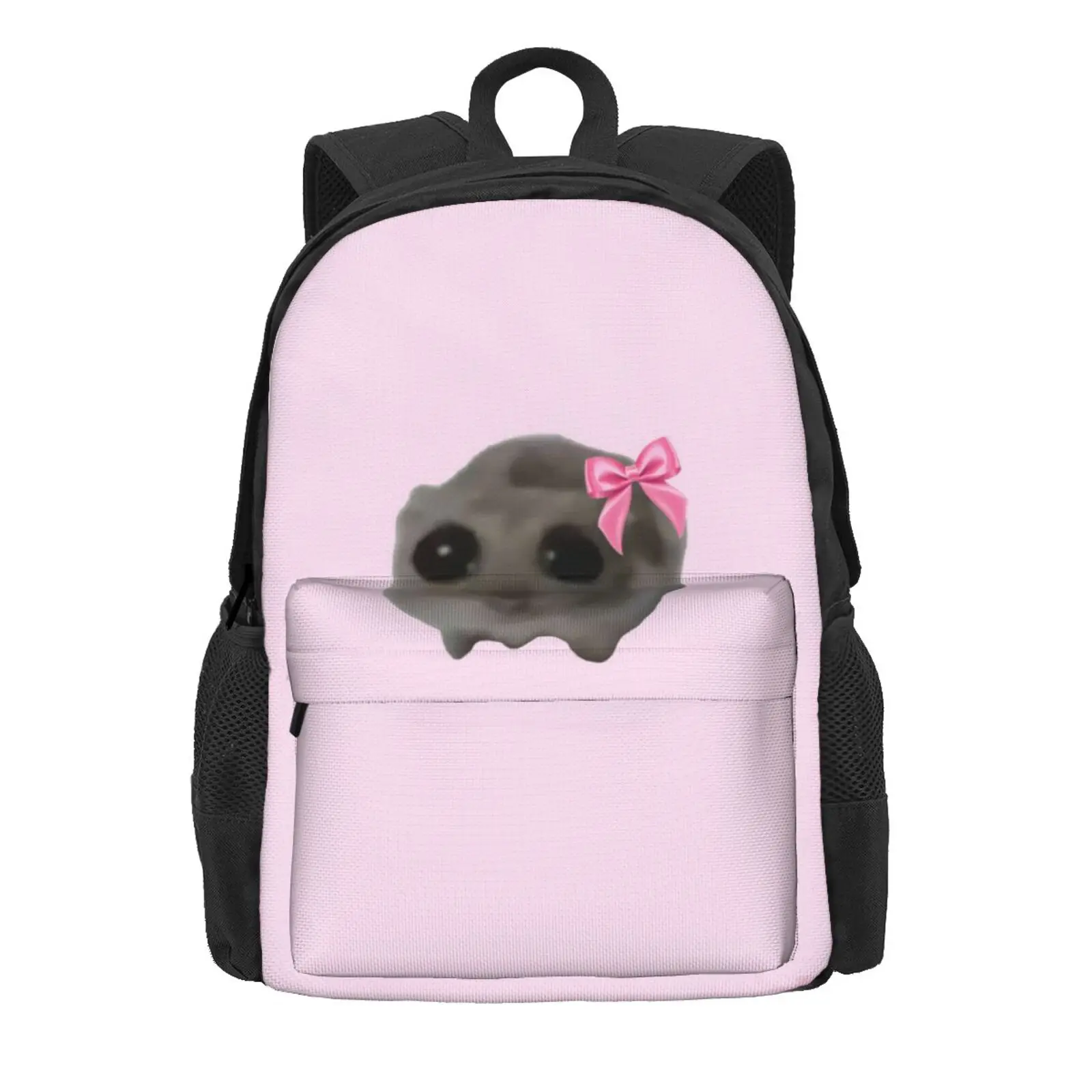 Coquette Sad Hamster Hot Sale Schoolbag Backpack Fashion Bags Girl Sad Hamster Meme Coquette Meme Bow Pink