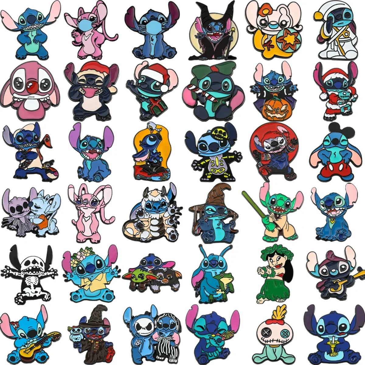 10/30pcs Disney Brooch Cartoon Anime Action Figures Lio & Stitch Brooch Enamel Pins Cute Metal Badge Jewelry Gift