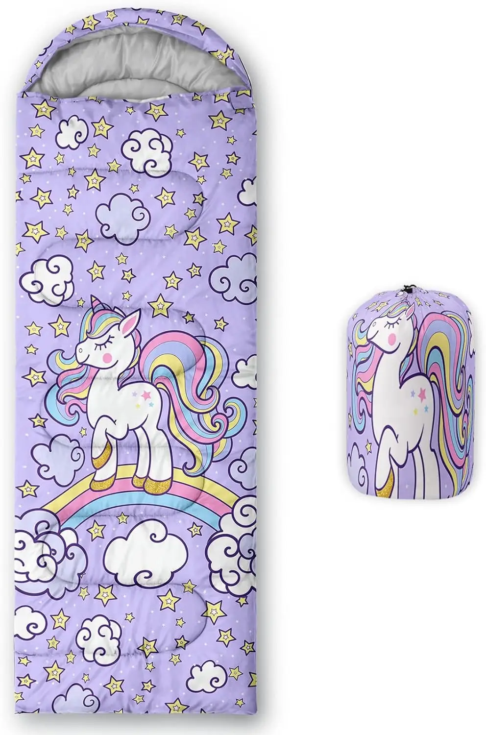 

Детский спальный мешок с изображением единорога - легкий, водонепроницаемый и теплый, для кемпинга, походов и использования в помещении