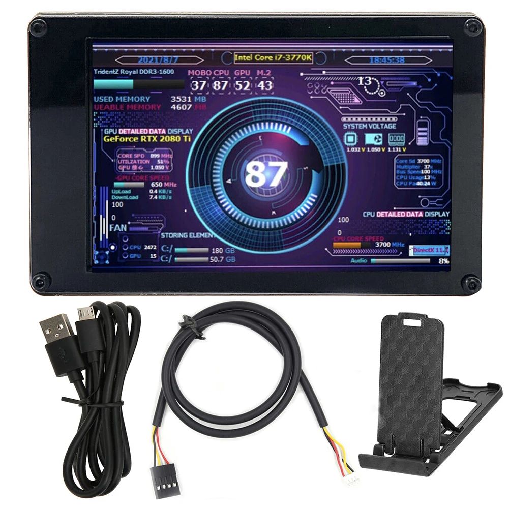 Dual USB Secondary Display 3.5 Inch IPS DIY PC Display Secondary Screen CPU GPU RAM HDD Acrylic for WINDOWS LINUX Raspberry Pi