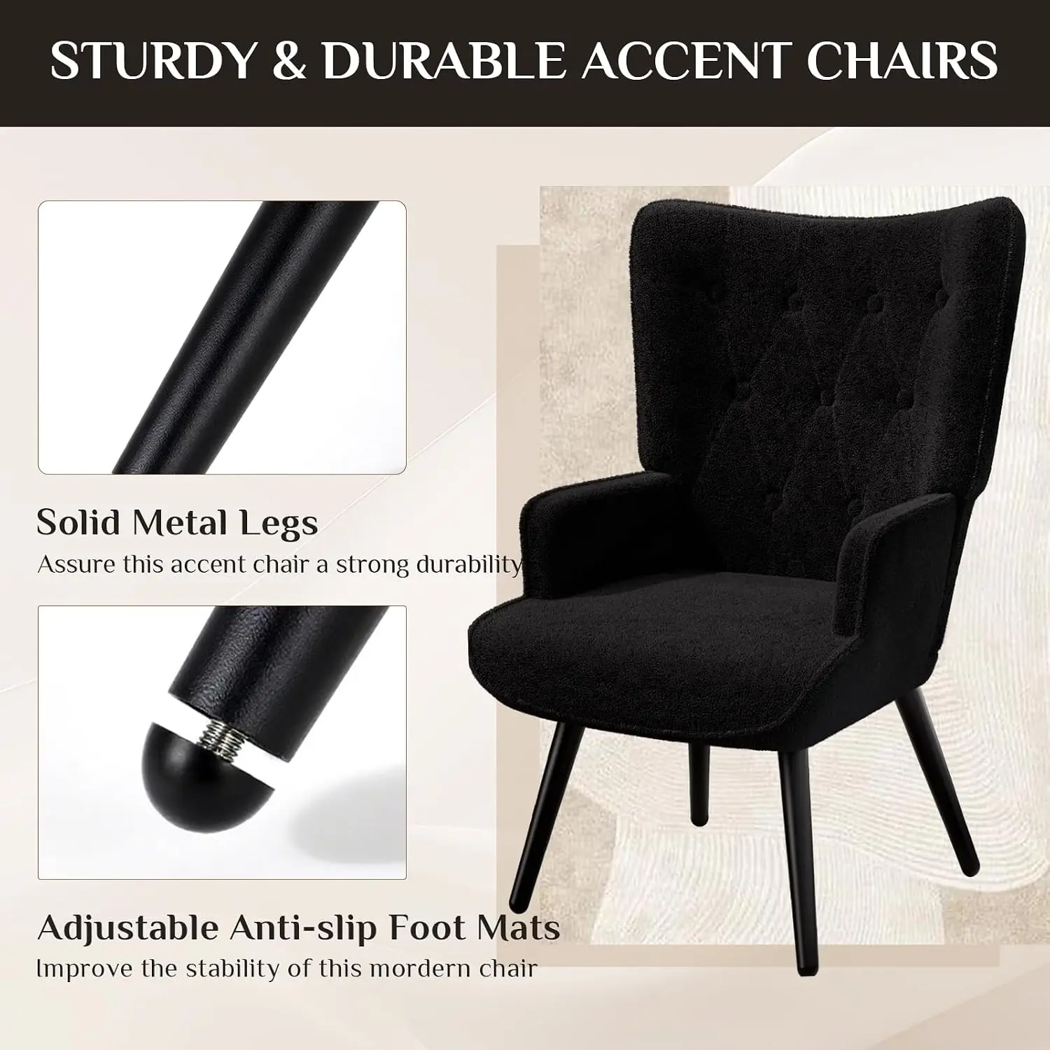 Teddy Fabric Accent Chair, Cozy Upholstered Armchair for Living Room Bedroom, Modern Single Sofa Seat, Customized