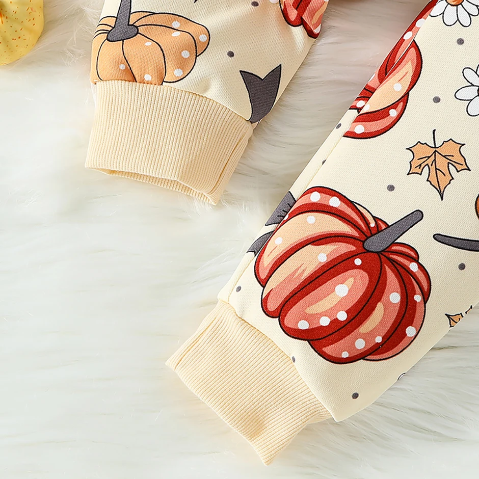 2-teiliges Herbst- und Winter-Kinder-Halloween-Set mit niedlichem Print-Sweatshirt und Hose für Jungen und Mädchen, Thanksgiving-Mode-Set – Detail 13