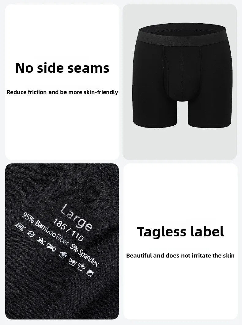 Großer Beutel für Herren, Boxershorts aus Bambusfaser, atmungsaktive Unterwäsche mit Öffnung, mittlere Taillenhöhe, Sport-Unterhose, feuchtigkeitsableitend, weich und kühl – Detail 13