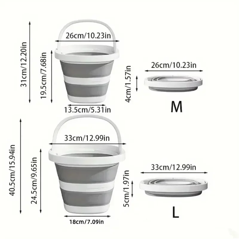 Collapsible Water Bucket with Handle, Portable Foldable Water Pail for Camping Fishing Car Washing & Household Cleaning