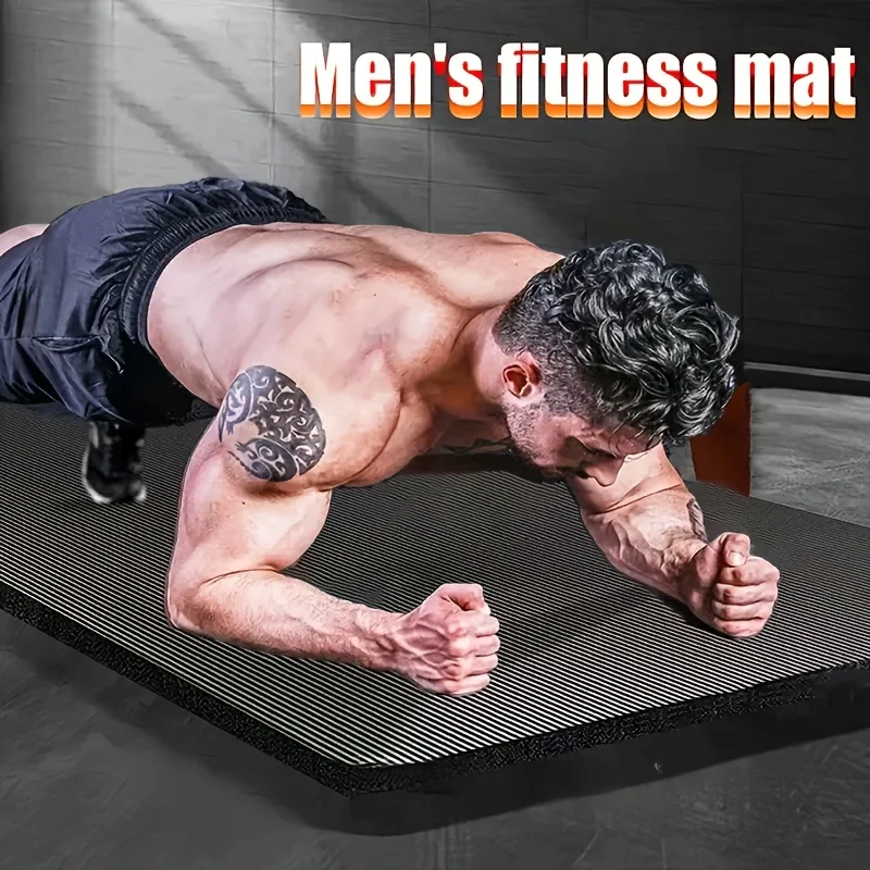 Herren Ultra-Dicke Sportmatte, 10mm Dicke Schwarze Yogamatte, Schalldicht und Stoßabsorbierend, Sehr Geeignet für Heim- und Fitnessübungen – Detail 10