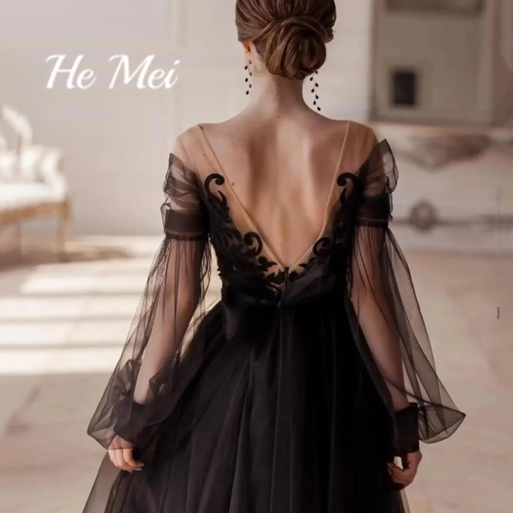 Elegant Prom Dress For Women V-Neck A Line Tulle Evening Gown Off The Shoulder Long Sleeve Party Dresses فساتين الحفلات