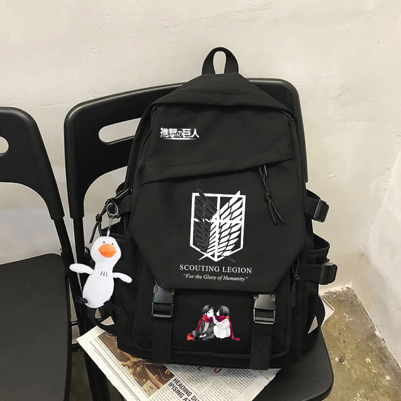 Anime Shingeki no Kyojin nylonowy plecak Kawaii dziewczyny chłopcy studenci tornister Cartoon torby na ramię na laptopa modne Bookbags